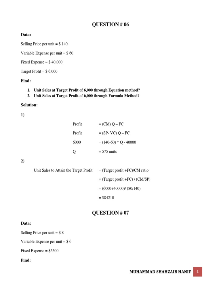 Assignment 3 Pricing Financial Accounting