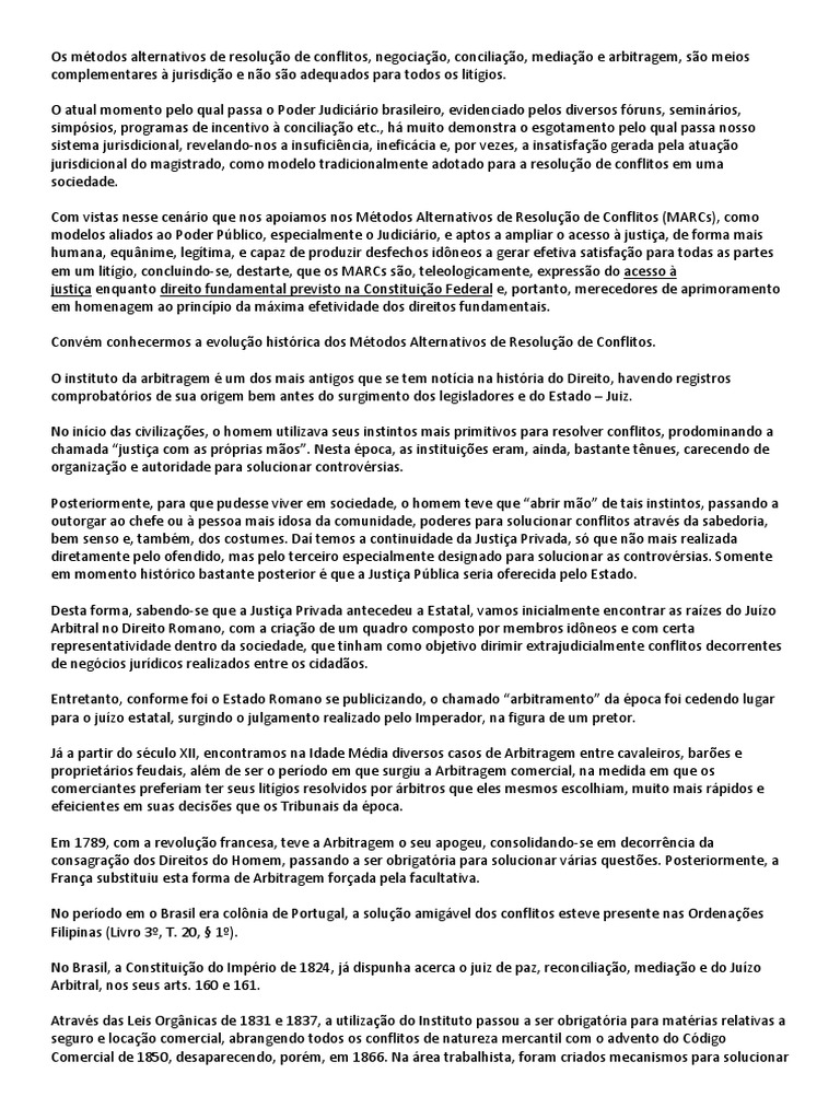 Métodos Alternativos De Resolução De Conflitos Pdf Negociação