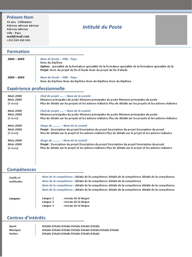 CV détaillé d'un chef de projet | PDF | Business