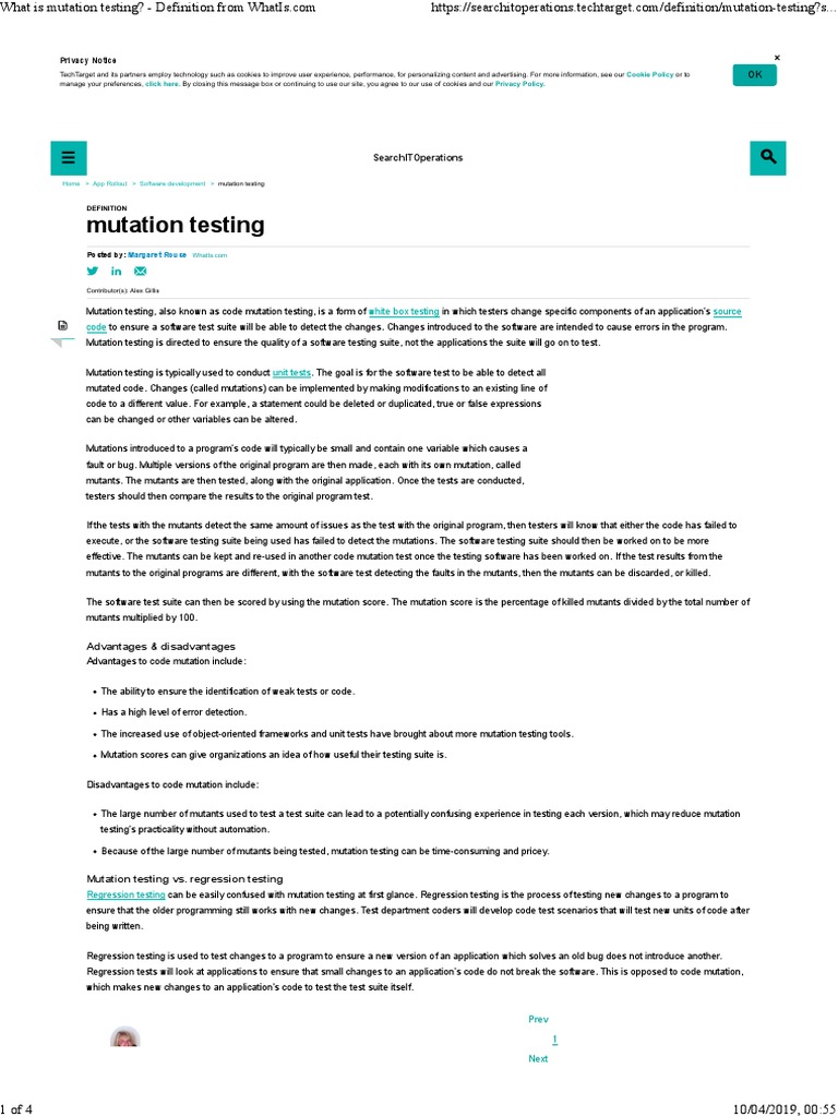 What Is Mutation Testing - Definition | PDF | Software Testing | Unit ...