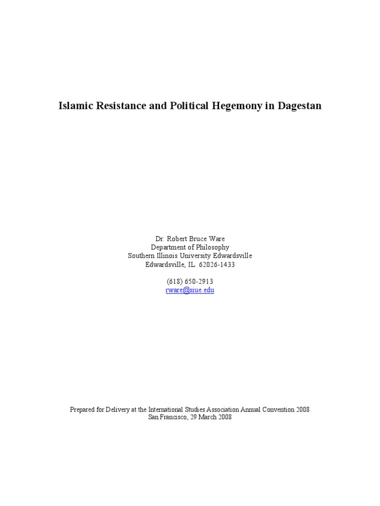 Islamic Resistance and Political Hegemony in Dagestan-2008 | PDF ...