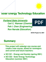 Solar Energy Technology Education: Portland State University