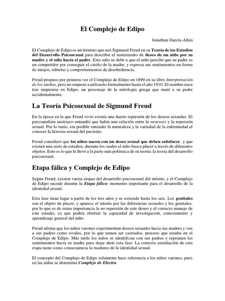 Tema 3 - El Complejo de Edipo PDF | PDF | Complejo de Edipo | Sigmund Freud