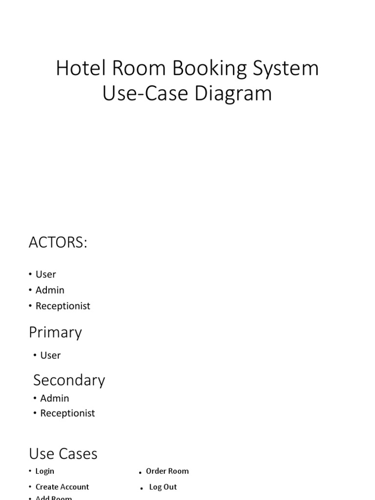 Hotel Room Booking System Use Case Diagram | PDF | Areas Of Computer ...