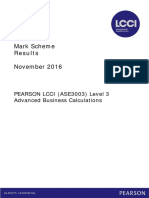 LCCI L3 Advanced Business Calculations Nov 2016 - MS