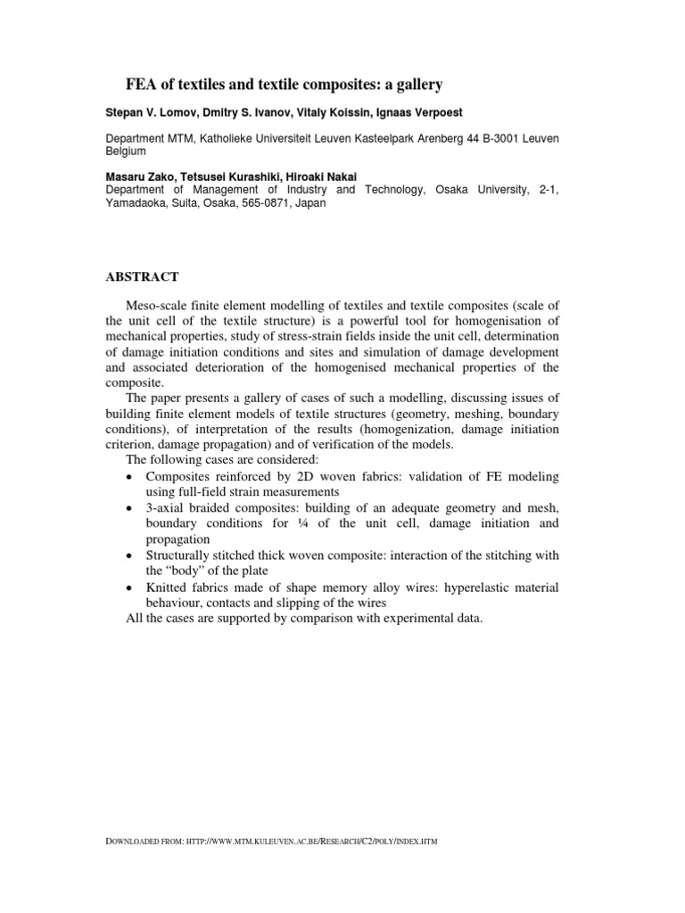 Meso-Scale FEA of Textile Composites | PDF | Composite Material | Weaving