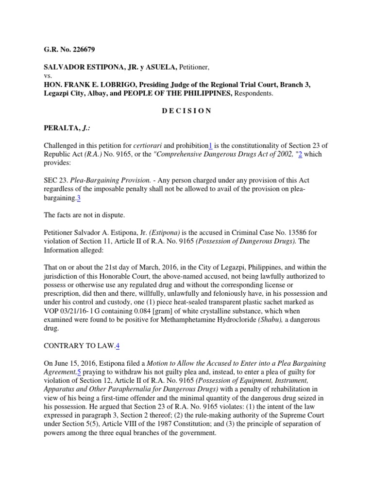 Bar Review Cases PDF Plea Plea Bargain