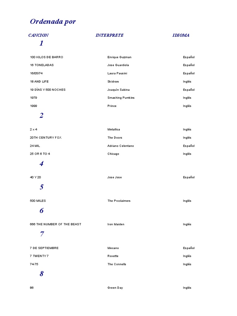 Ordenada Por Canción, PDF, Paul Mc Cartney