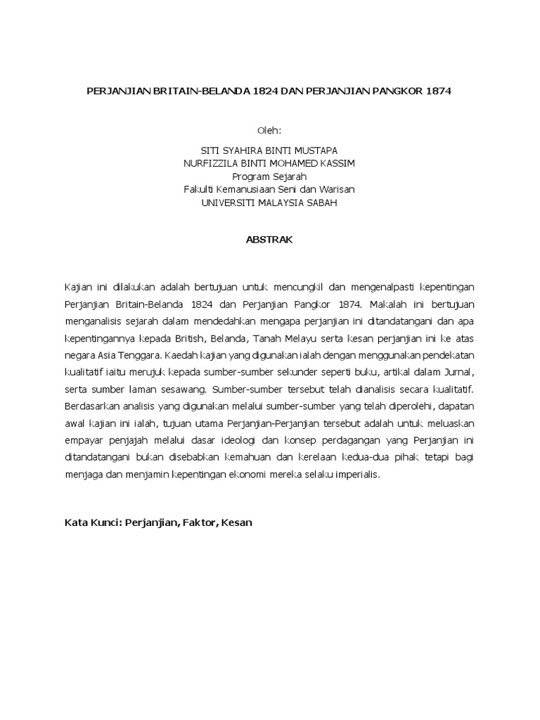 Perjanjian Britain Belanda 1824 Dan Perj Pdf