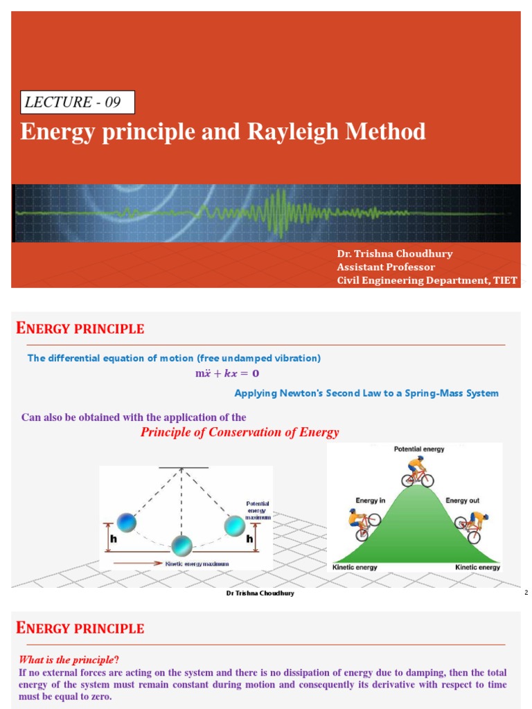 Energy & Rayleigh Methods in Dynamics | PDF | Force | Continuum Mechanics