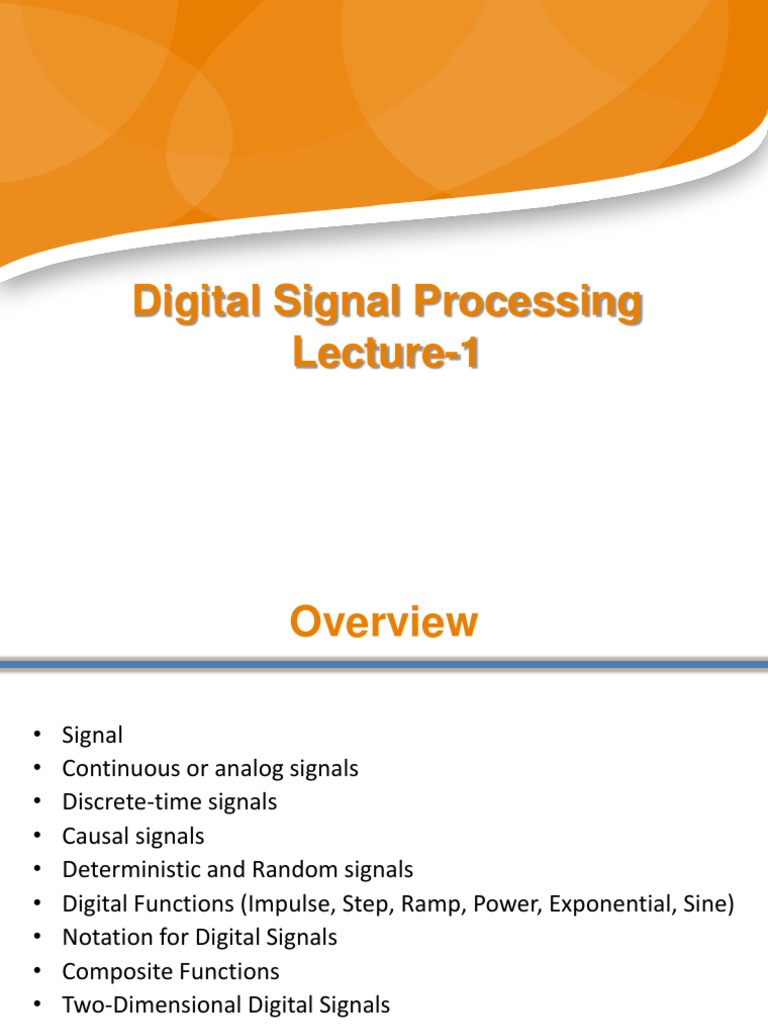 Digital Signal Processing Lecture1 PDF Discrete Time And