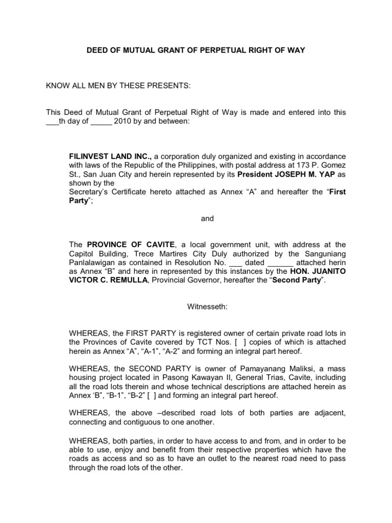 Perpetual Right of Way in the Philippines | PDF | Civil Law (Common Law ...