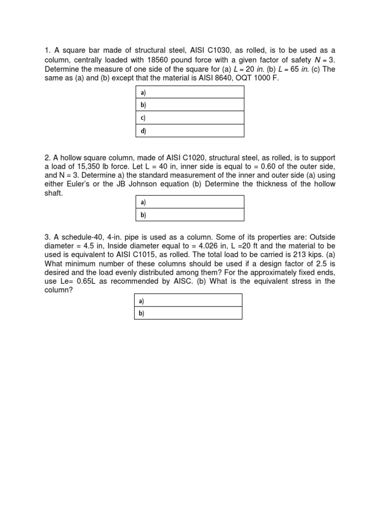 Structural Steel Column Load Analysis | PDF