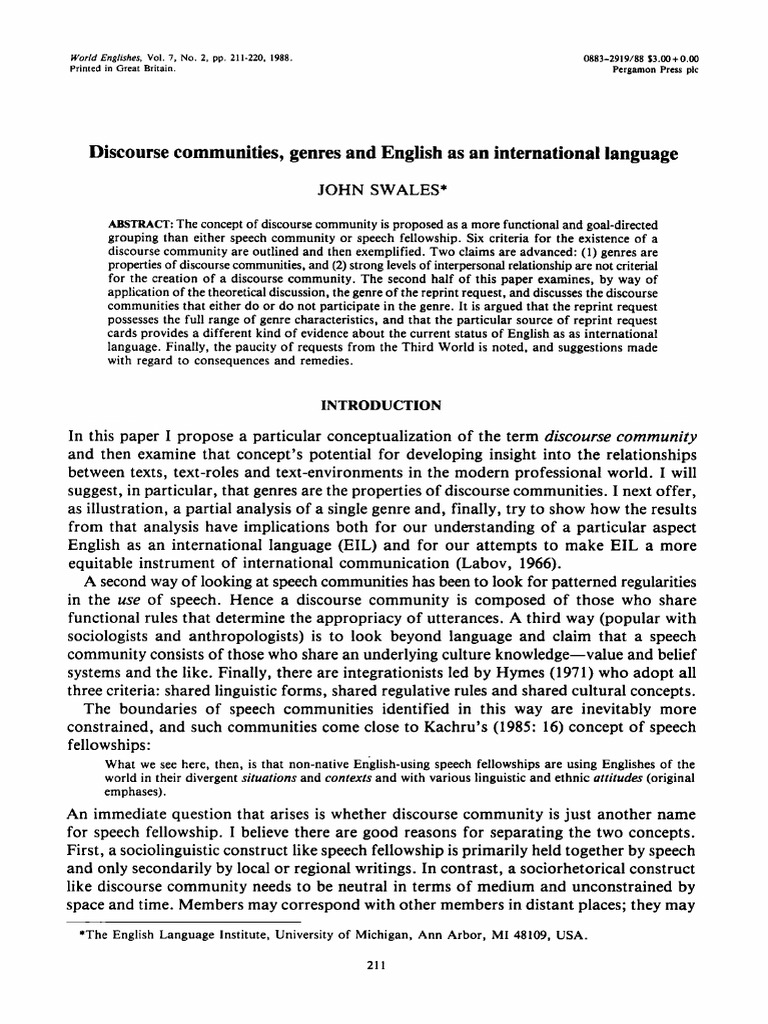 3 john swales discourse communities genres and english as an