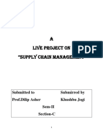 A Live Project On "Supply Chain Management": Submitted To Submirred by Prof - Dilip Asher Khushbu Jogi Sem-II Section-C