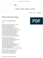 Poem of The Day - Ithaca - Poem of The Month