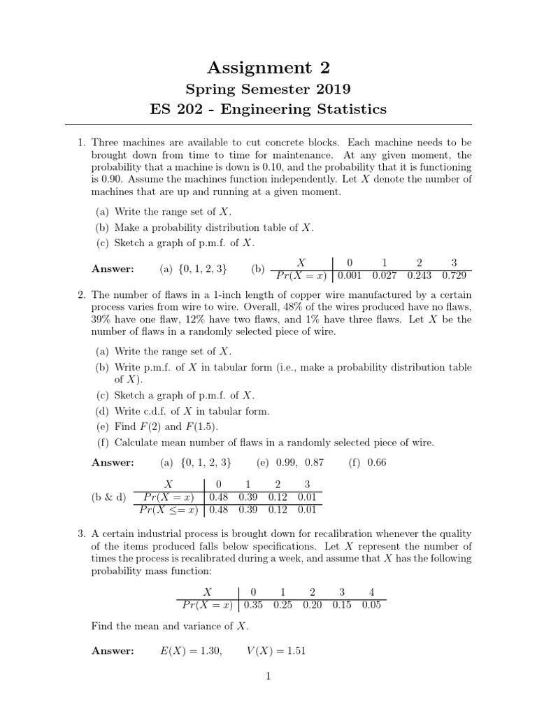 Probability Functions for Random Variables | PDF | Probability ...