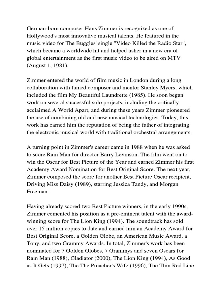 An Introduction to Hollywood Composers IMDb Bio Film Score