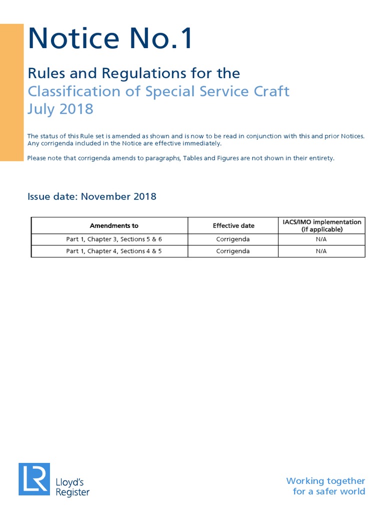 Notice No.1 Rules and Regulations For The Classification of Special Service Craft J PDF
