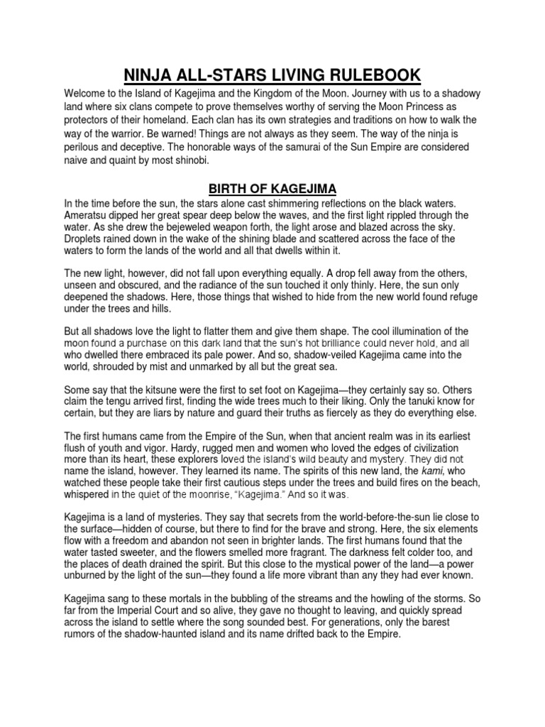 Ninja All-Stars Living Rulebook: Birth of Kagejima | PDF | Ninja | Moon