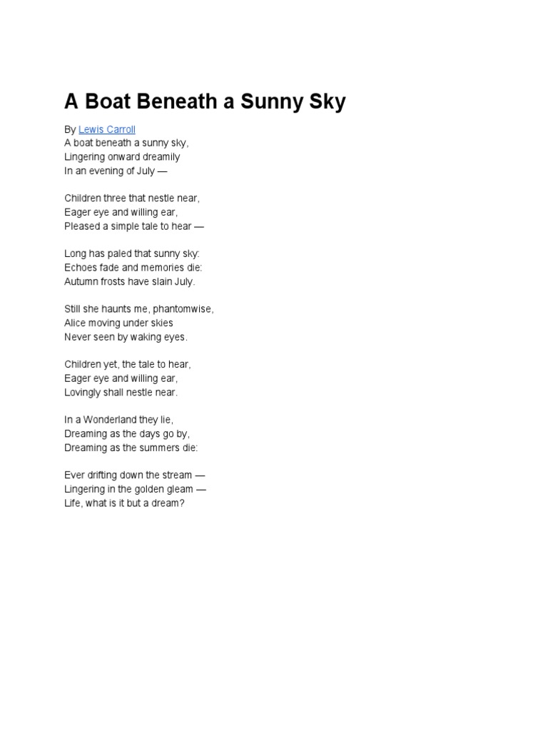 A Boat Beneath a Sunny Sky Analysis | PDF | Poetry | General Fiction