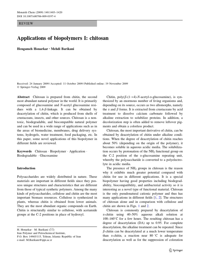 Chitosan: Applications and Properties | PDF | Tissue Engineering ...