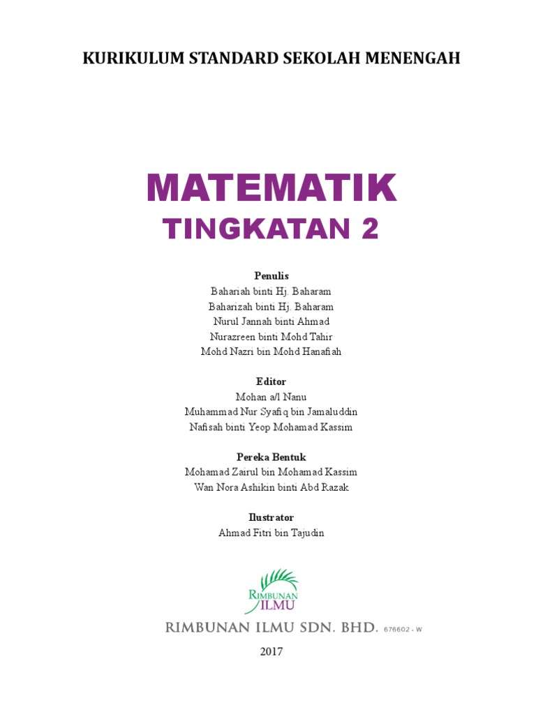 Buku Teks Matematik Tingkatan 2 Pdf