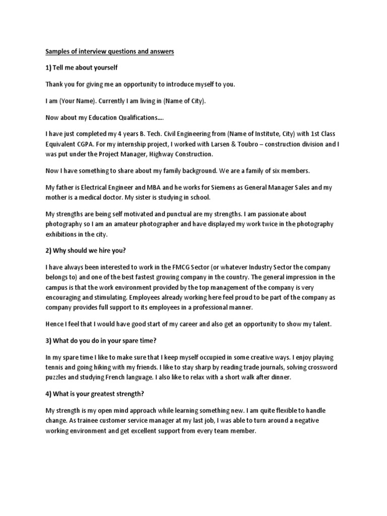 Interview Questions and Answers Guide | PDF