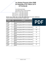 Alokasi Peserta Ujian PMB Politeknik Statistika STIS 2019 Pontianak