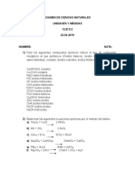 Examen de Ciencias Naturales Unidad 2 Clei 5.2 Funciones Quimicas