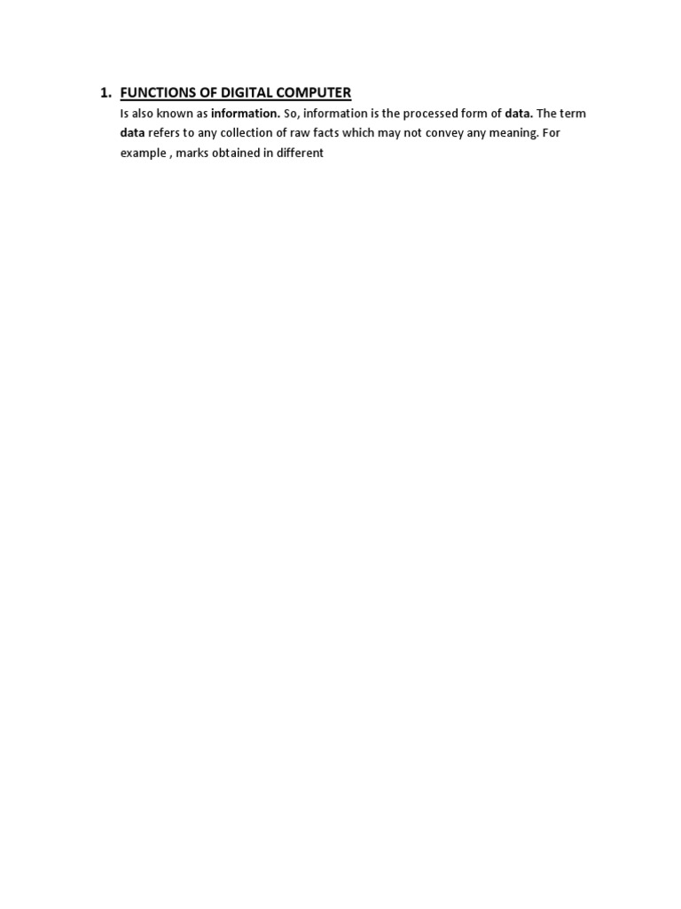 Functions of Digital Computers | PDF | Computers | Technology & Engineering