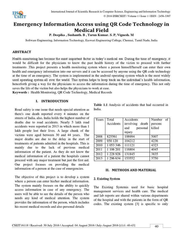 Emergency Information Access Using QR Co | PDF | Representational State ...