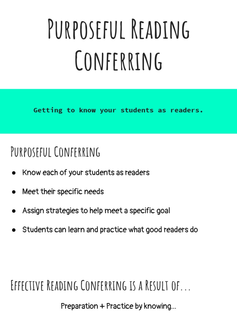 Purposeful Reading Conferring: Getting To Know Your Students As Readers ...