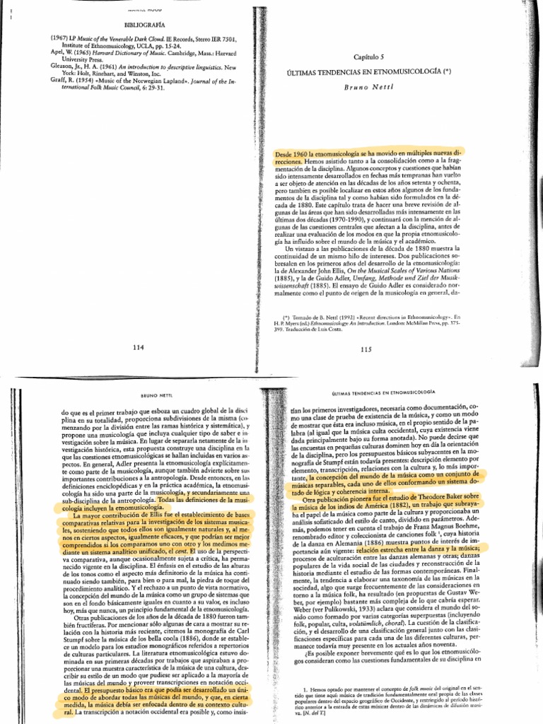 Últimas tendencias en etnomusicologia Bruno nettl PDF
