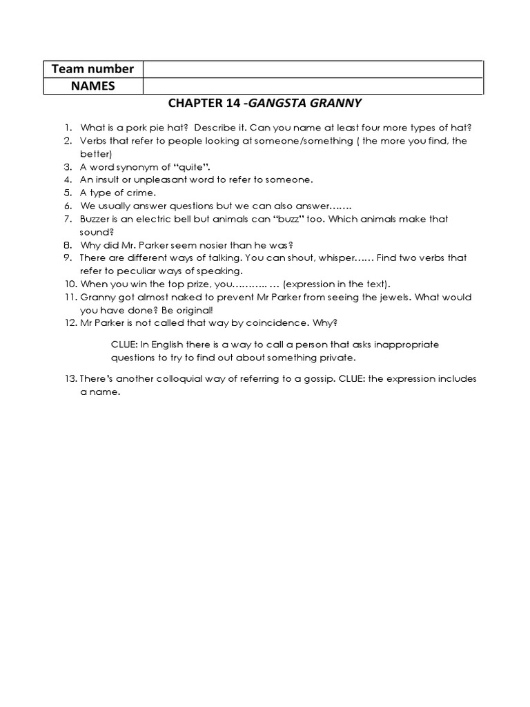 Gangsta Granny Chapter 14 Pdf