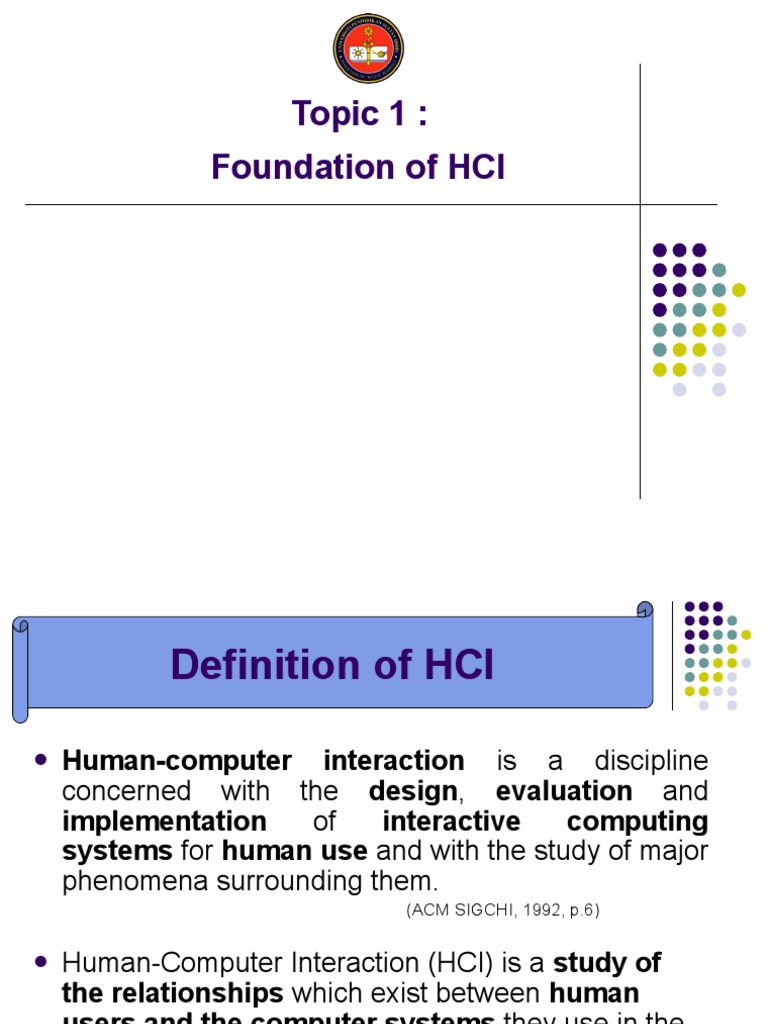 Topic 1 - HCI Knowledge | PDF | Human–Computer Interaction | Human ...