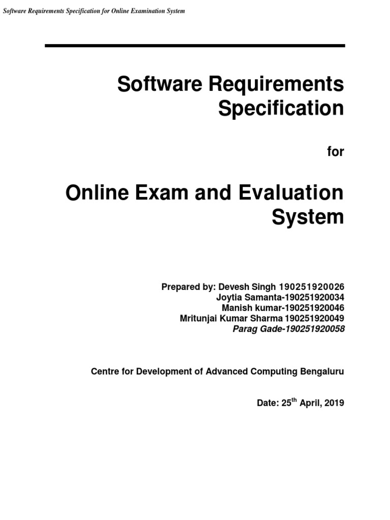 Online Exam System Requirements Document | PDF | Web Application ...