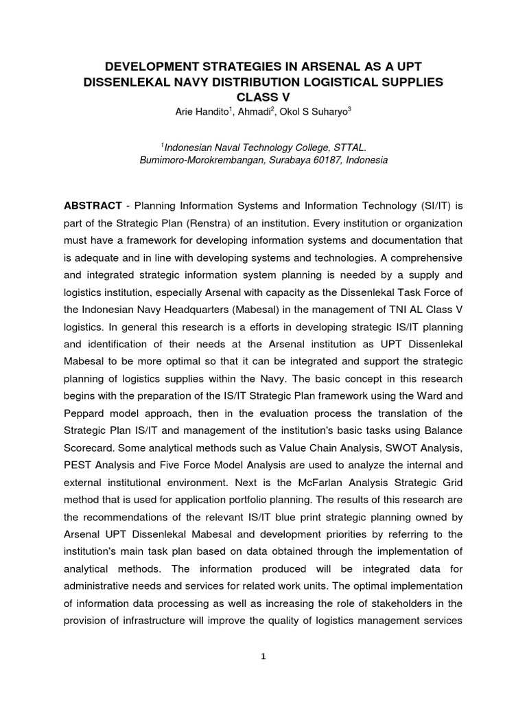 Arsenal IS/IT Strategy for Navy Logistics | PDF | Strategic Management ...