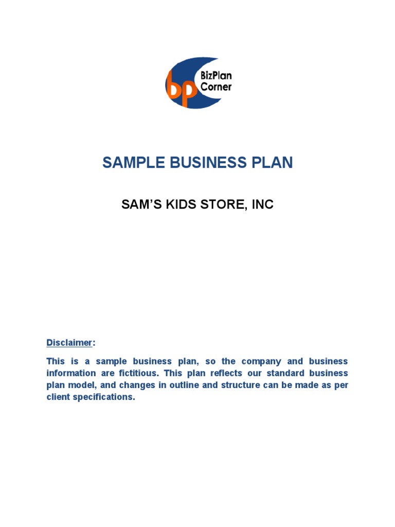 business plan for children's clothing store template