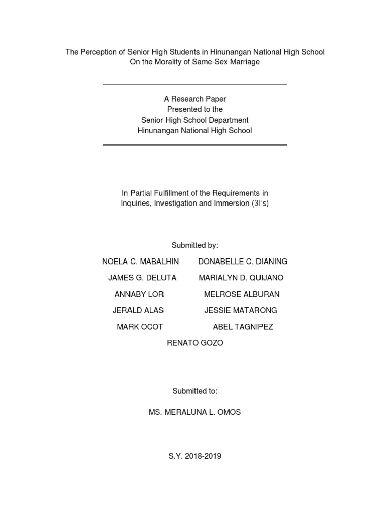 The Perception of Senior High Students in Hinunangan National High ...