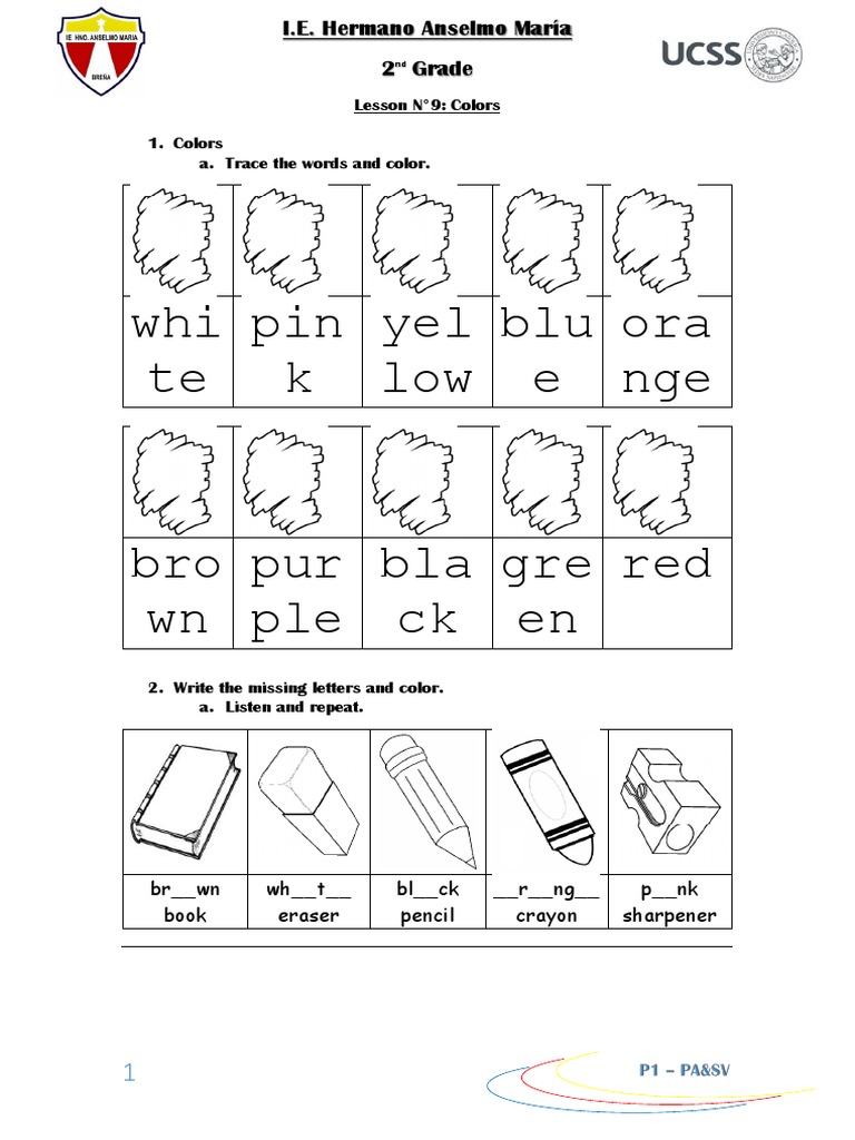 2nd Grade Colors Lesson Plan | PDF | Language Arts & Discipline ...