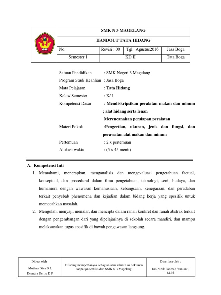 Handout Peralatan Restoran Docx