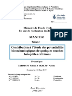 Contribution À L'étude Des Potentialités Biotechnologiques de Quelques Souches Halophiles Extrême PDF