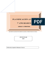 7° Básico Evaluación A La Cobertura Curricular Lengua y Literatura