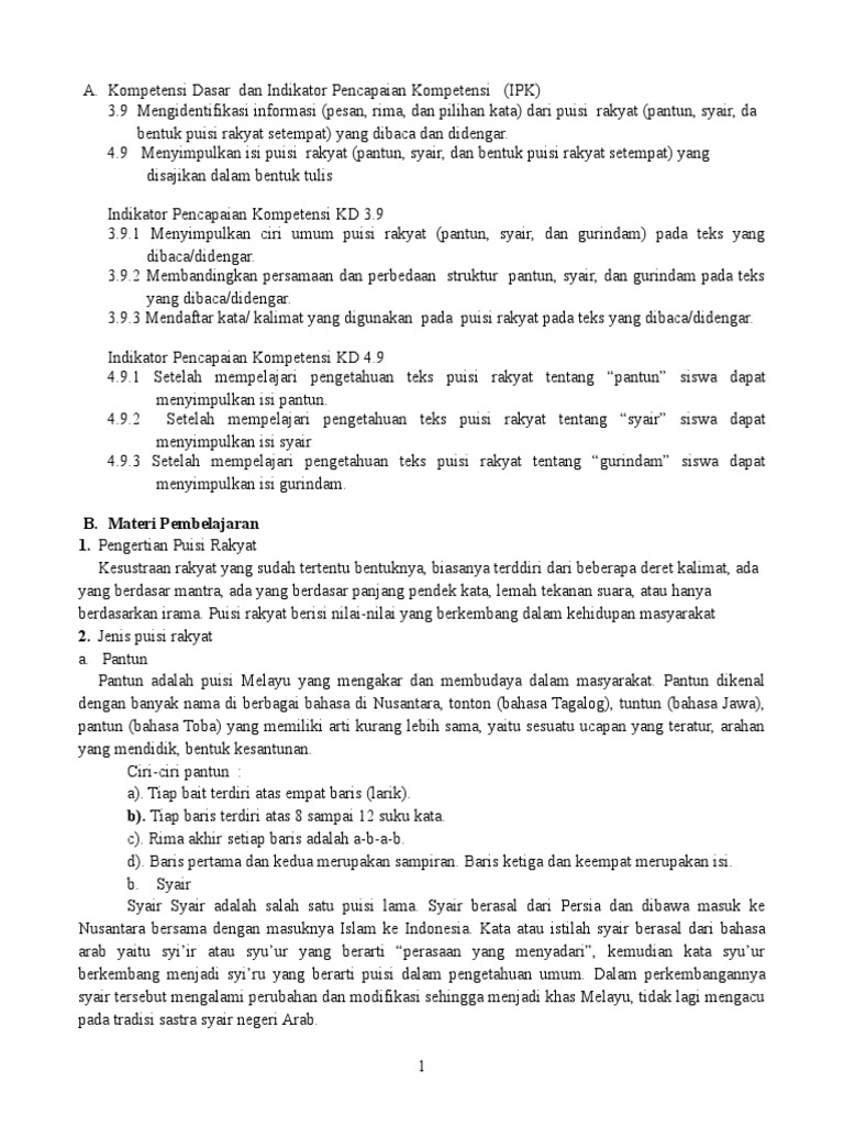 Perbedaan Dan Persamaan Puisi Tersebut Dengan Pantun