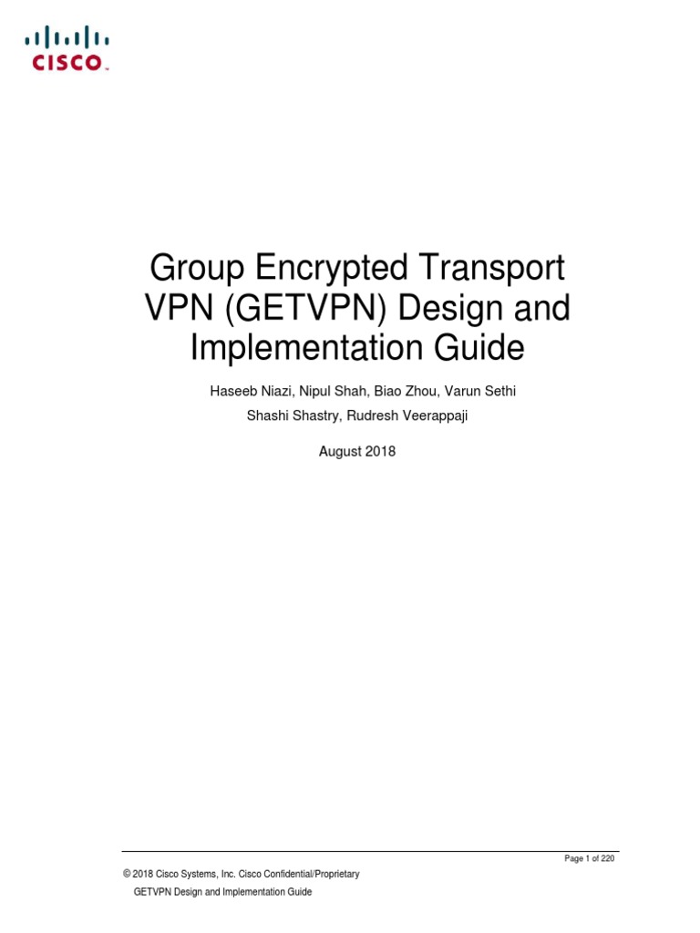Group Encrypted Transport VPN (GETVPN) Design and Implementation Guide |  PDF | Virtual Private Network | Ip Address