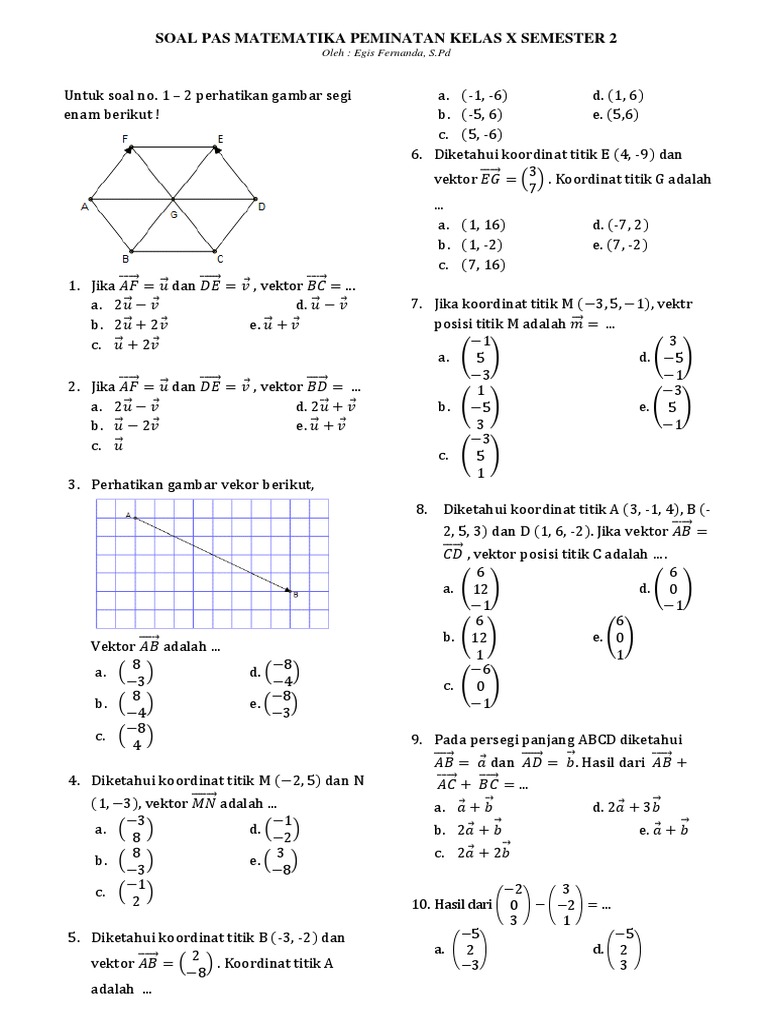 Soal Pas Semester 2 Kelas X Matematika Peminatan Pdf