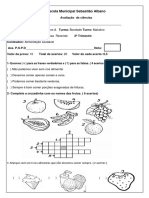 AVALIAÇÃODE CIENCIAS - 2 Ano Fundamental