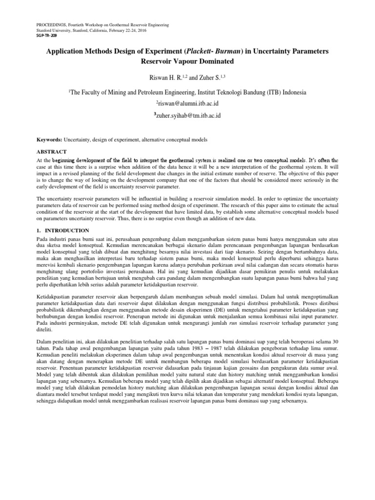 Geothermal Reservoir Uncertainty Analysis | PDF | Scientific Modeling ...