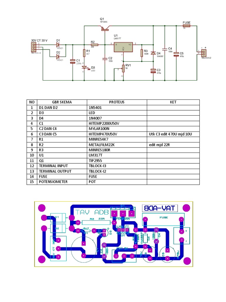 Power Supply LM317 W Proteus | PDF